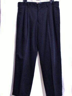 Mens CHAPS Navy Blue Classic Cotton Cuffed Leg Dress Pants 38 X 32 ORIG $120